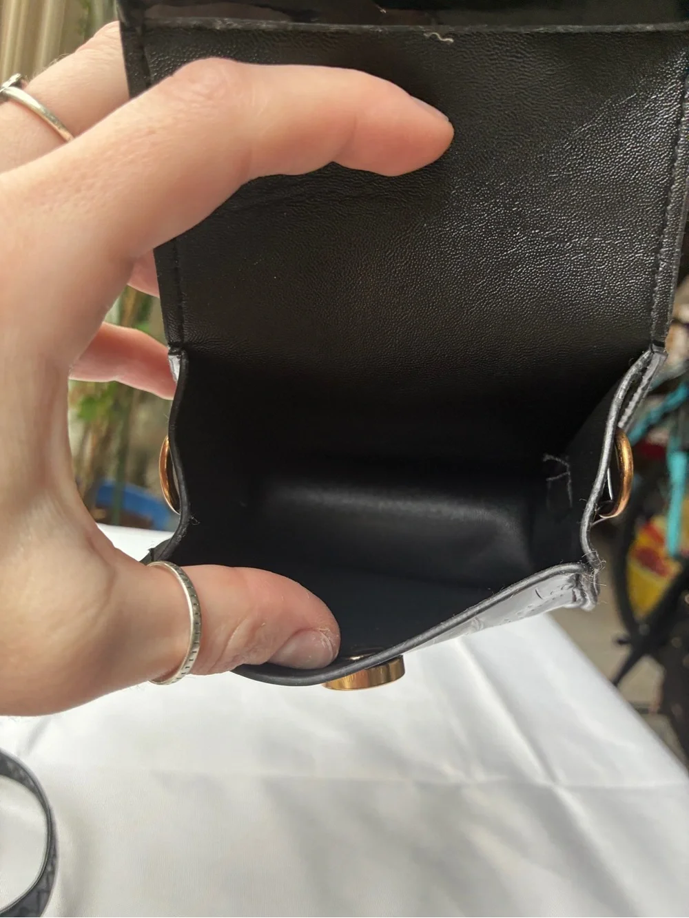 Black Patent Crocodile Embossed Mini Bag | Convertible Top Handle Crossbody - Picture 8 of 13